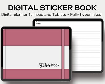 Landscape minimalist Digital Sticker book - Boho Pink undated digital planner with digital stickers pre cropped png and goodnotes files