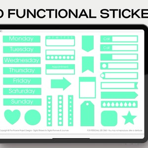 150 functional digital stickers bundle for digital planners in GoodNotes file pre cropped PNG files instant download for ipad planner