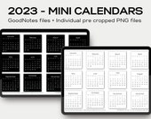 2023 mini monthly digital calendar stickers pre cropped png and goodnotes files instant download for your digital planner