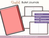 4 Horizontal Undated Digital Bullet Journal in Summer Red - Landscape Digital planner for GoodNotes and Notability