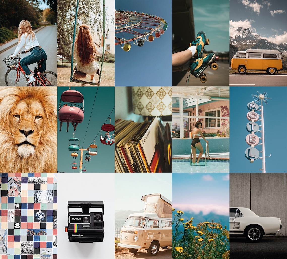 Vintage Aesthetic Wall Collage Kit Retro Wall Collage Kit Etsy