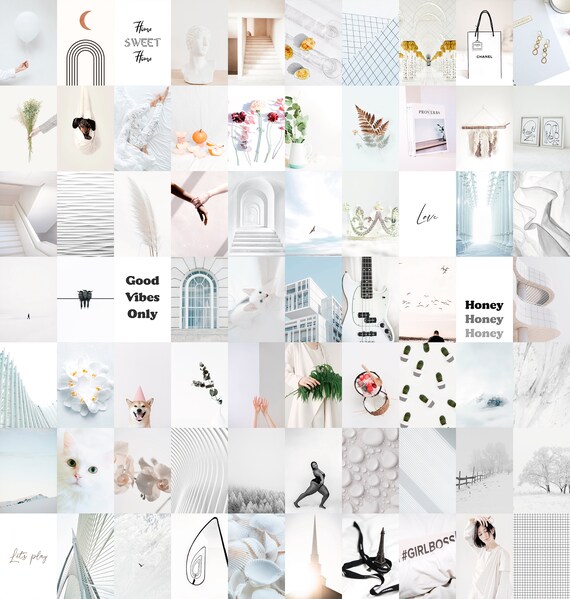 White aesthetic wall collage White photo wall collage kit Etsy