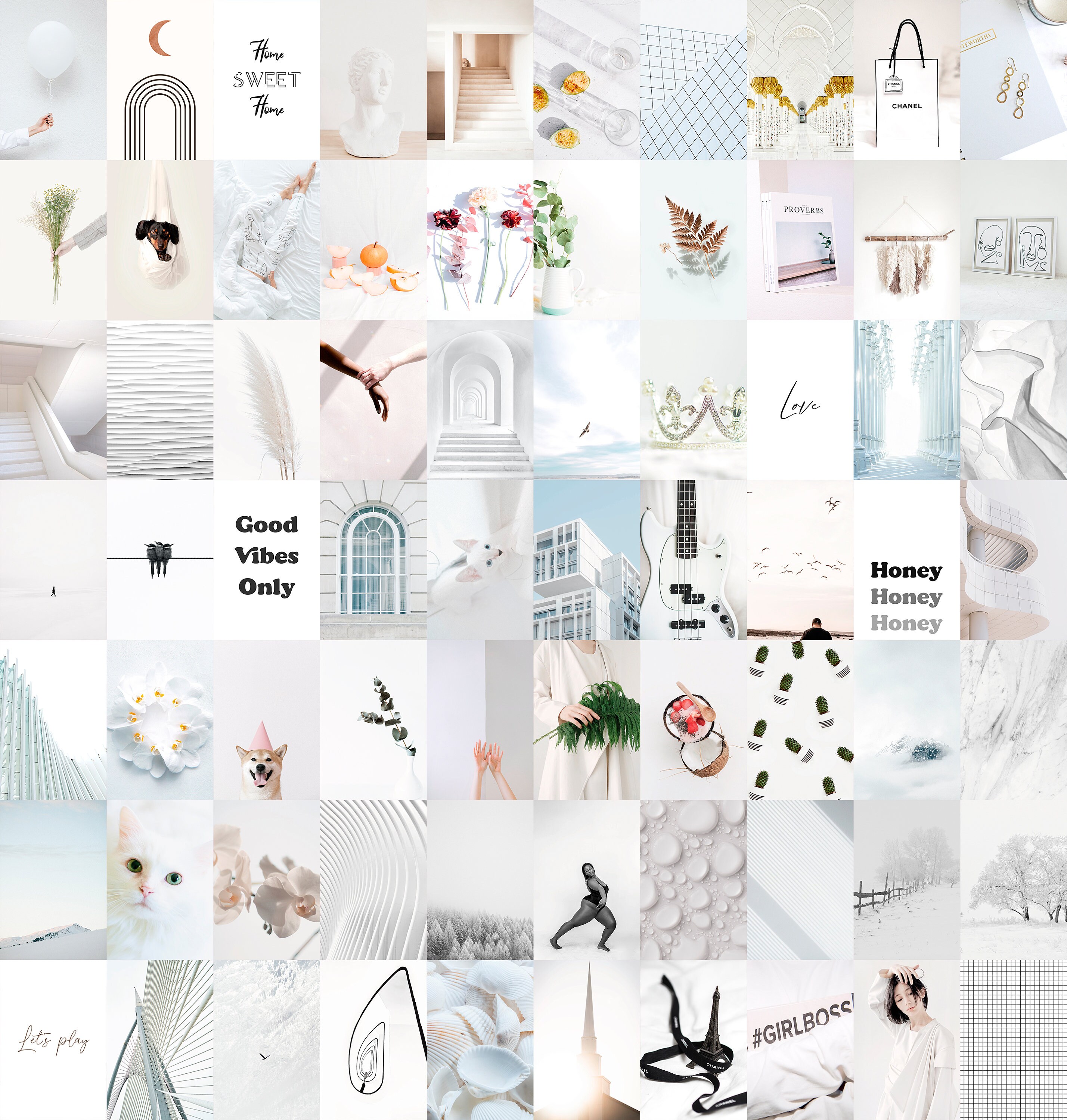 Weiße ästhetische Wandcollage weiße Foto-Wand-Collage-Kit | Etsy