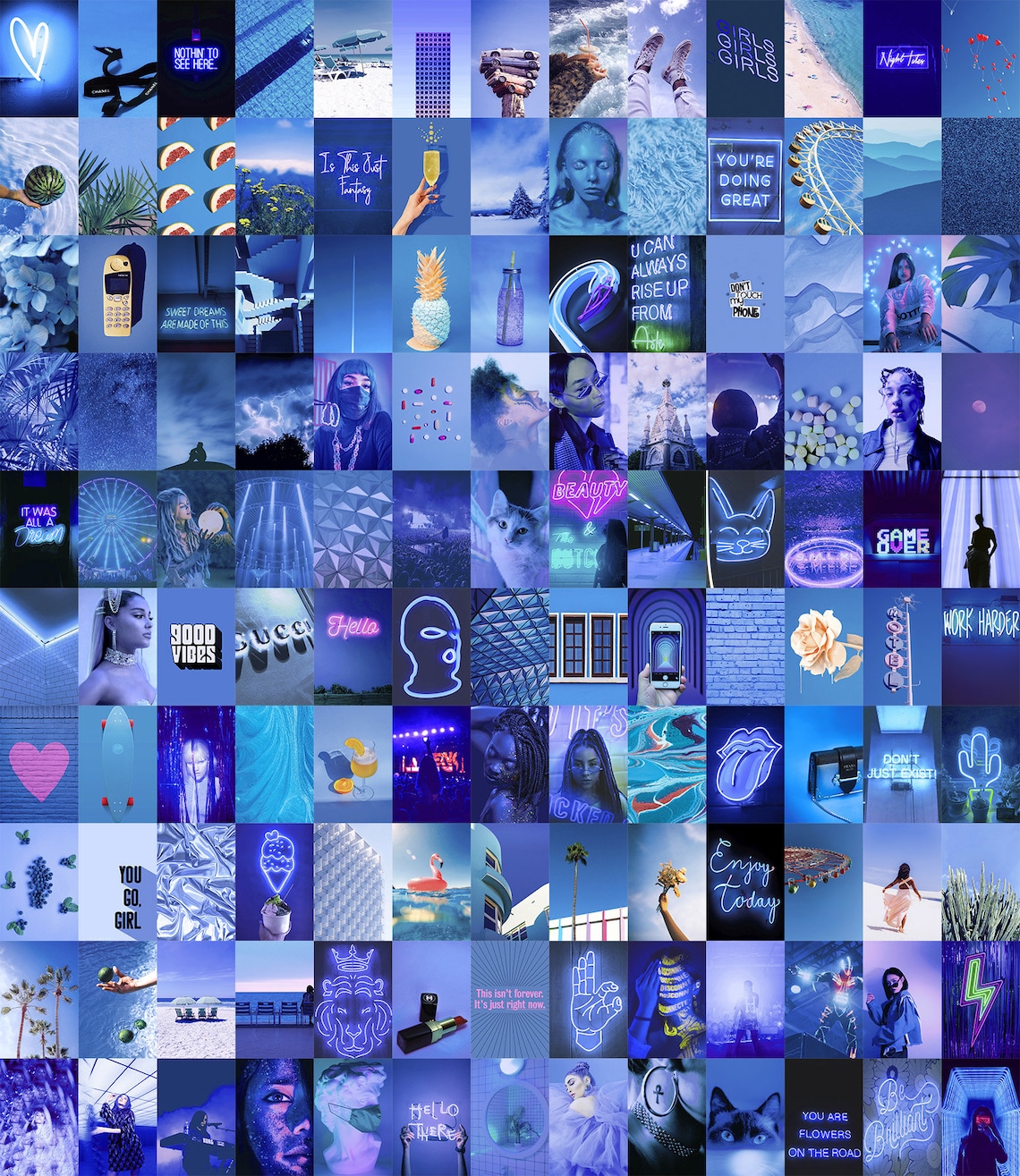 DIGITAL 130pcs Blue Aesthetic Wall Collage Kit Blue Wall | Etsy
