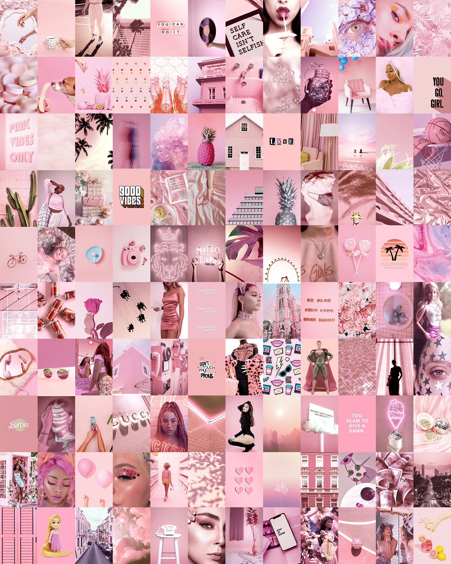 DIGITAL 120pcs Pink aesthetic wall collage Pink photo wall Etsy