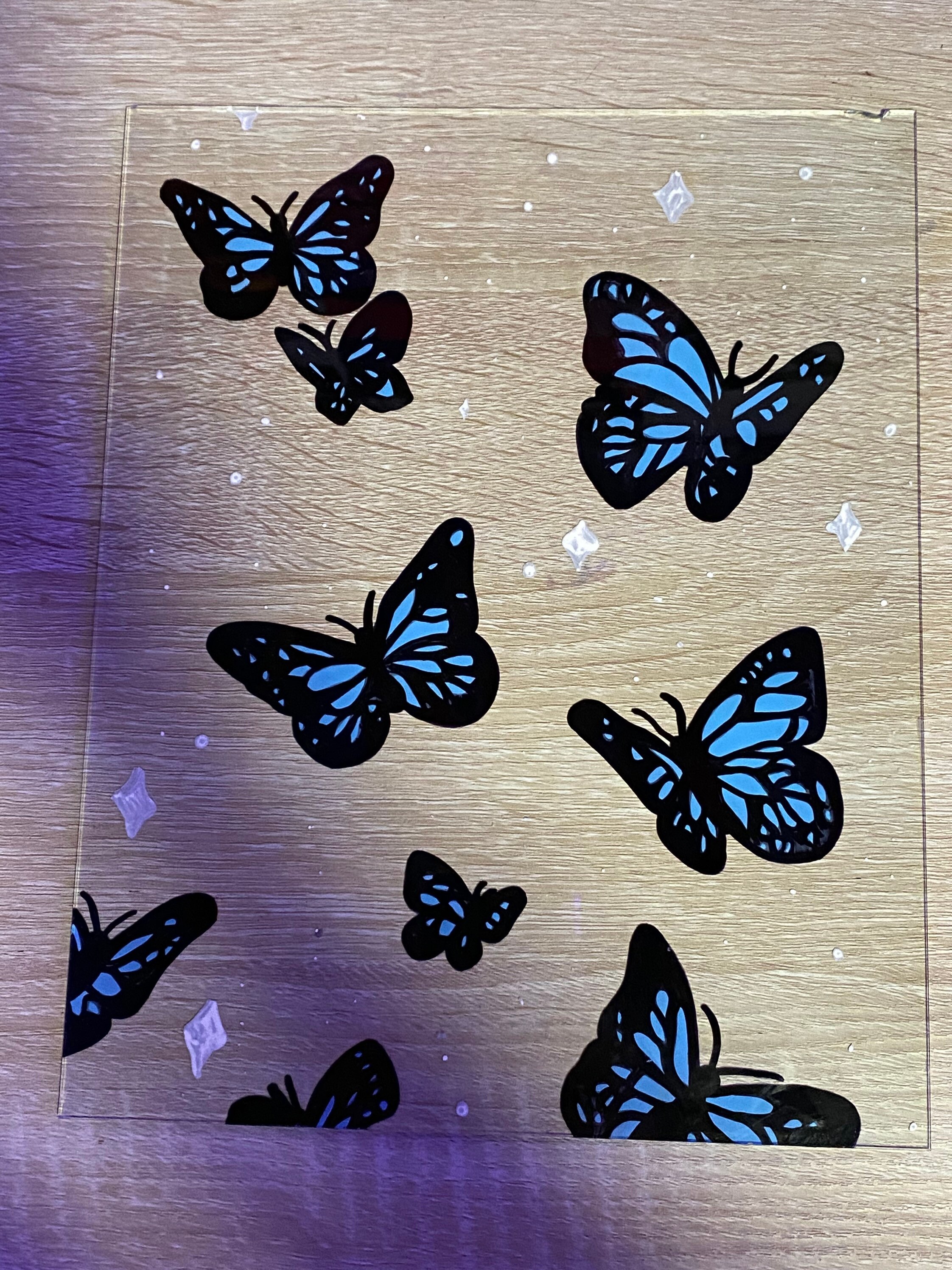 Blue butterfly glass painting Etsy