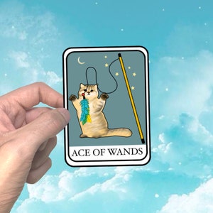 Tarot Card Cat Sticker - Ace of Wands / Matte Finish / Waterproof / Aesthetic Sticker / Laptop Sticker /