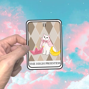 Tarot Card Cat Sticker - The High Priestess / Matte Finish / Waterproof / Aesthetic Sticker / Laptop Sticker/ cute sticker