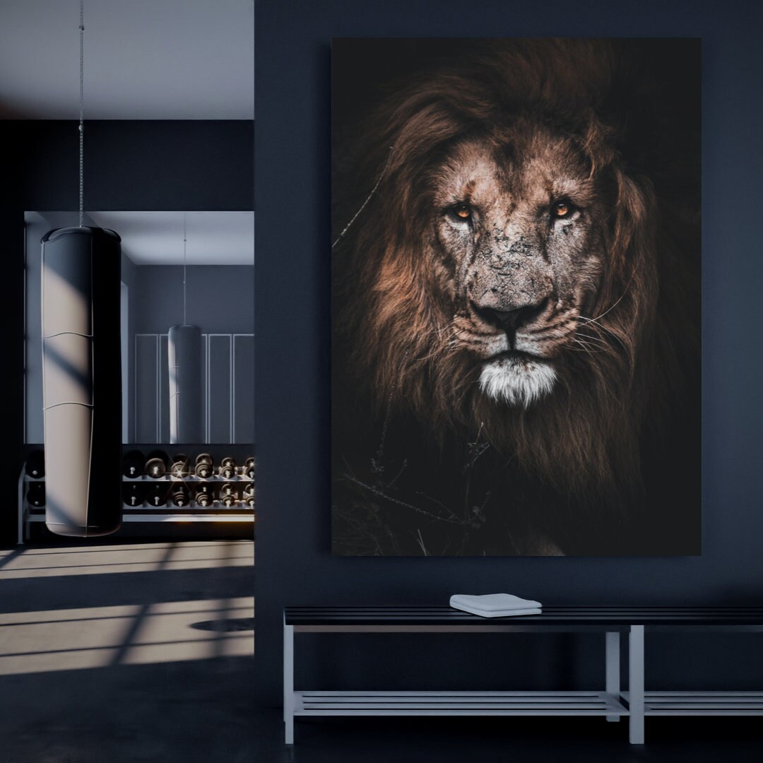 Lion Wildlife Canvas Wall Art Etsy