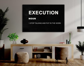Canvastavla med motivationscitat om avrättning