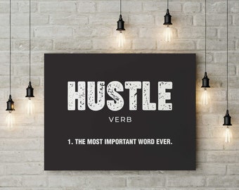 HUSTLE Motivational Canvas Quote Wall Art