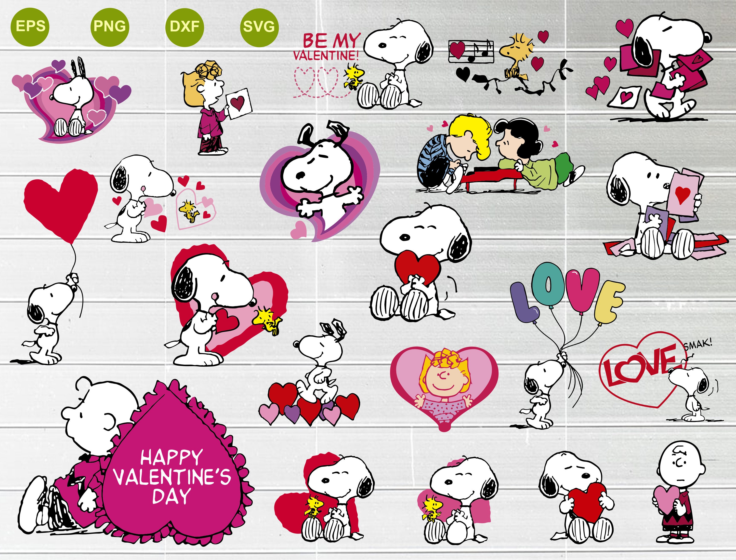 Snoopy Happy Valentine's Day Bundle Svg / Snoopy And | Etsy