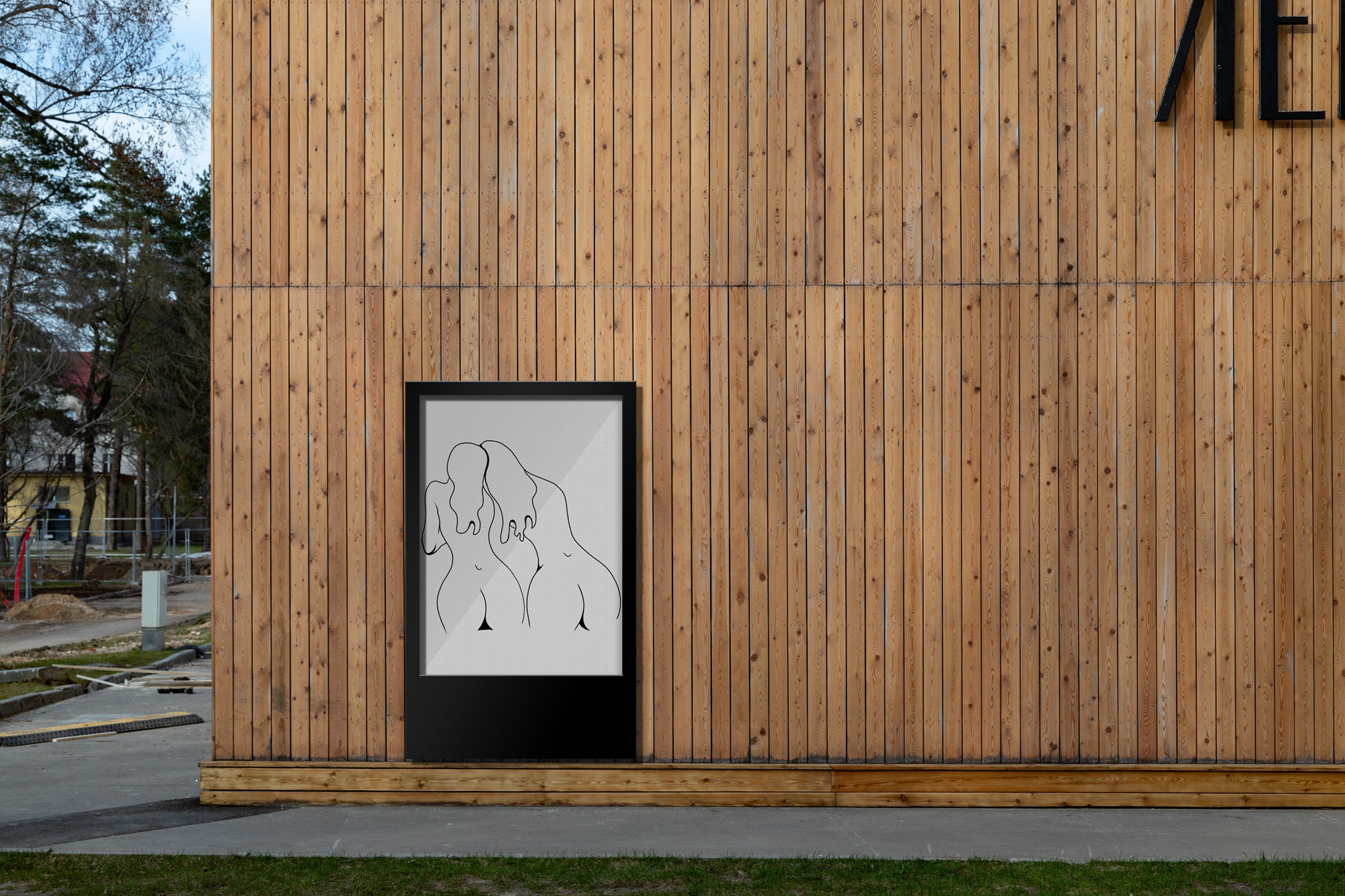 Line Drawing Girl Friends, Nude Back, Printable Nude Art, Woman Butt Drawing,nude Female Back