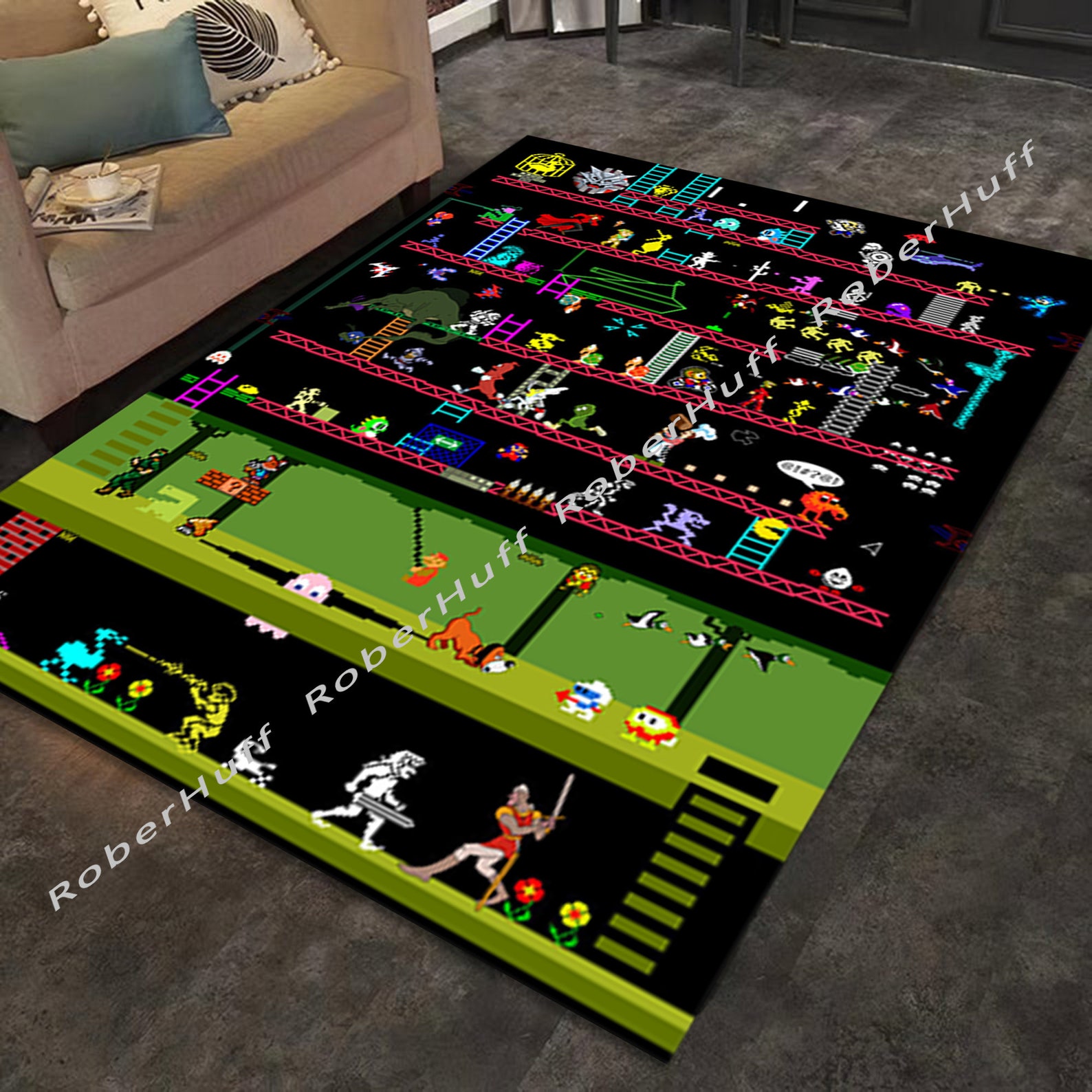 Arcade Video Game Rug Game Plush Floor Carpet Decor Etsy