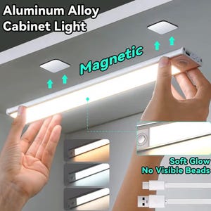 Motion Sensor LED Cabinet Light – USB Rechargeable, Magnetic Mount