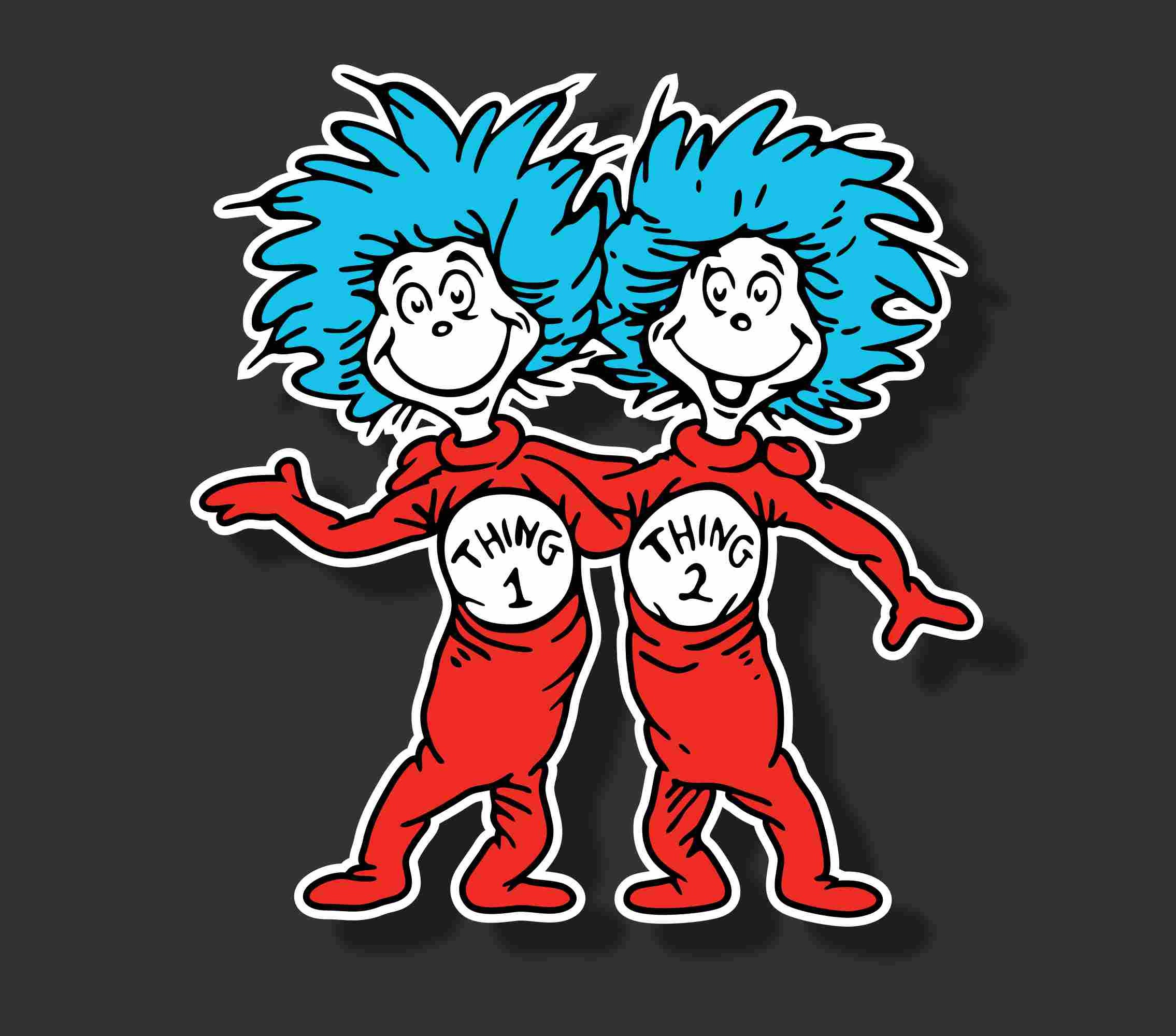 Thing 1 And Thing 2 Face Template