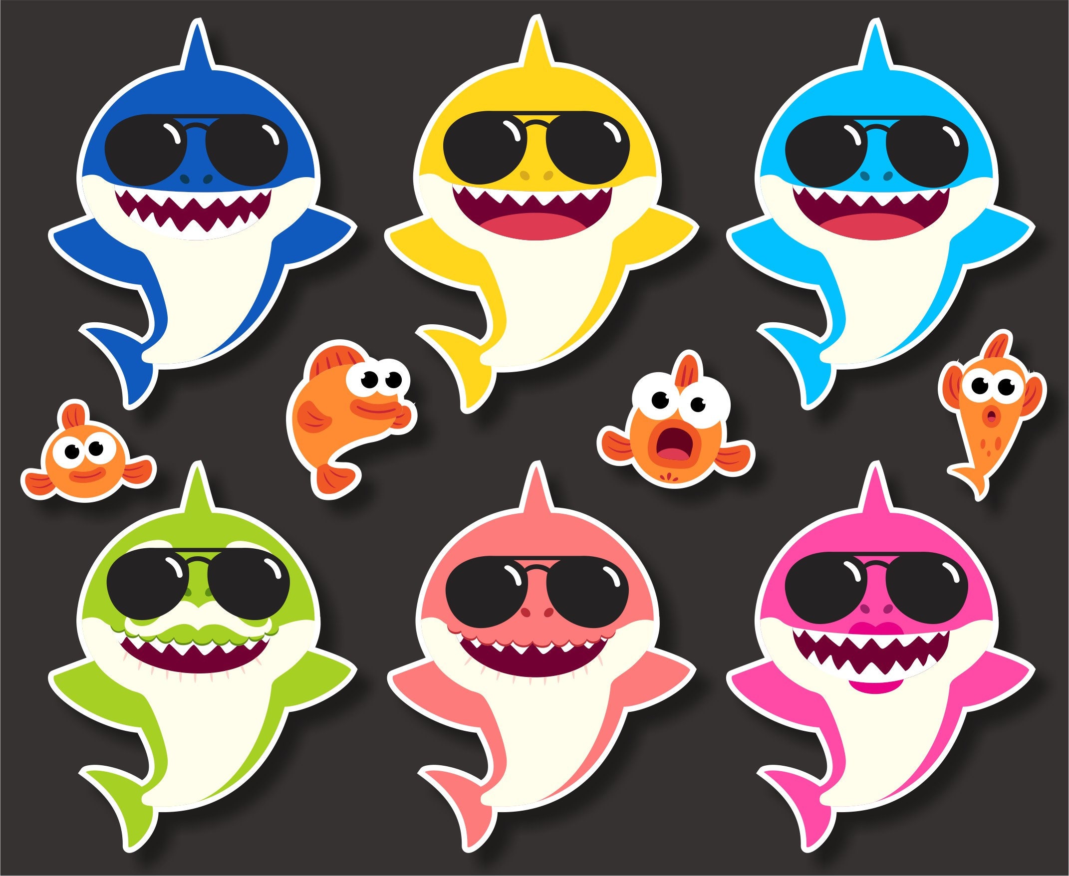 Baby Shark With Sunglasses Svg Eps Png Cool Baby Shark Etsy