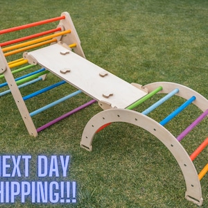 Foldable Montessori Climbing Triangle With Reversible Rock + Ladder Ramp / Slide - Perfect For Christmas Gift