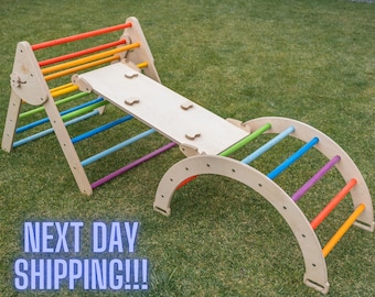 Wooden Toys for Christmas, Christmas Climbing Triangle, Montessori Furniture, Foldable Climbing Triangle, Big Toys for Christmas