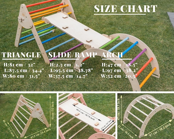 Transformable climbing triangle rainbow, ladder climber, montessori ramp
