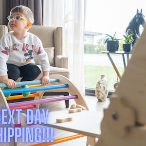 Climbing furniture Set of three items Climbing triangle Rocking ramp Climbing arch Montessori gym