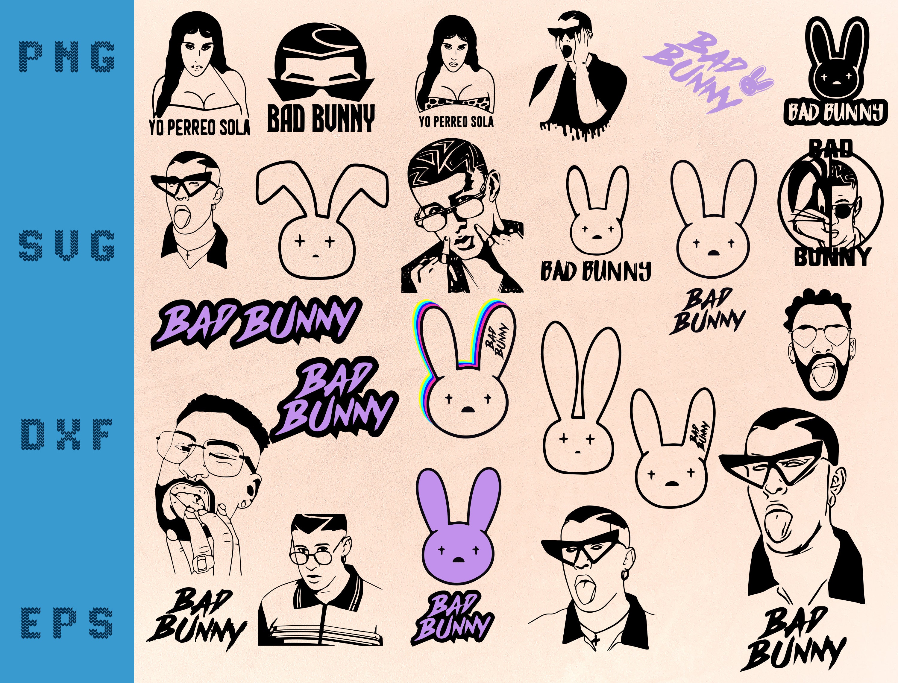 Bad bunny svg png dxf Bad Bunny svg silhouette file for | Etsy