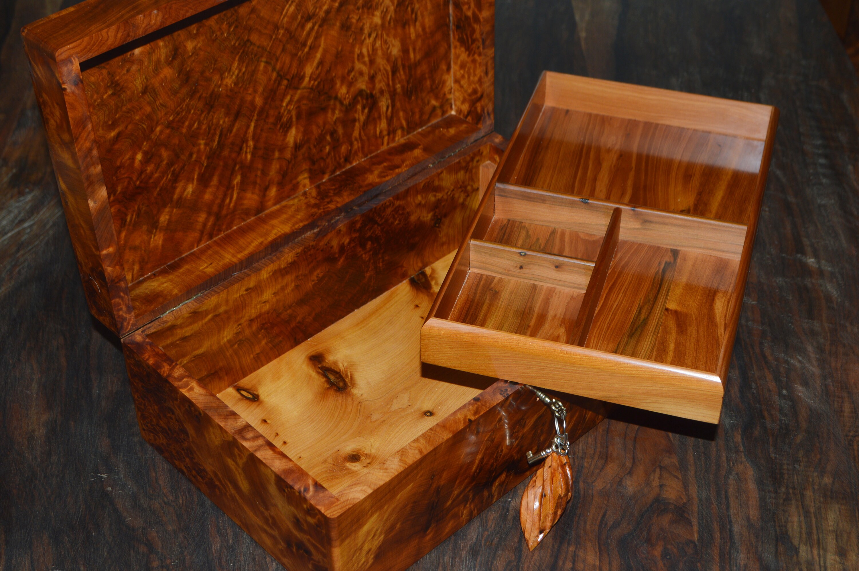 Big Wooden Jewelry Box Made of Burl Wood,large Jewelry Box Handcrafted