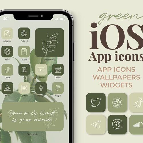 Sage Green Ios 1415 App Icons Aesthetic 1200 Neutral Iphone Etsy