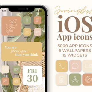 Spring Boho iOS App Icons Aesthetic | 5000 Neutral iPhone iPad App covers | Wallpapers, Widgets | Shortcuts