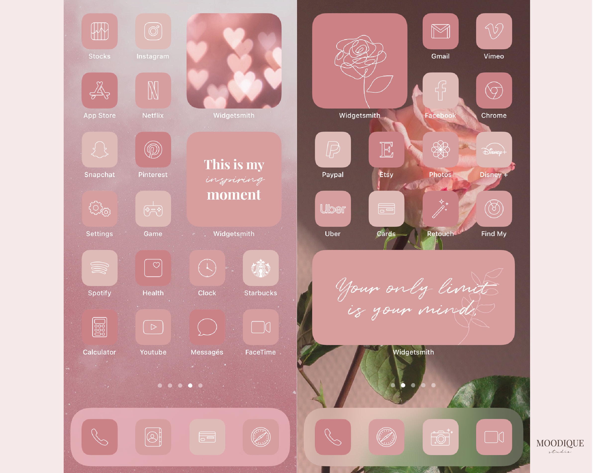 Rosa ästhetische iOS App Icons | 3000 iPhone Icon-Paket | Wallpaper ...