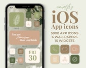 Earthy IOS App Icons Aesthetic | 5000 Green, Brown, Beige iPhone icons, Home screen covers | Shortcuts Widget
