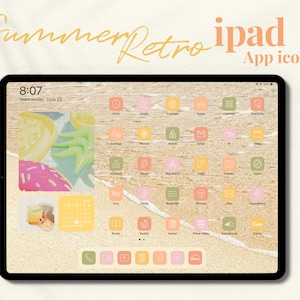 Summer Retro Vintage iPad App Icons Aesthetic | iPad Theme 5000 Icon, Wallpaper, Widget Pack