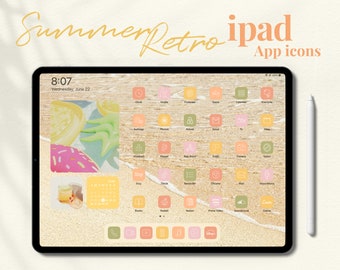 Summer Retro Vintage iPad App Icons Aesthetic | iPad Theme 5000 Icon, Wallpaper, Widget Pack