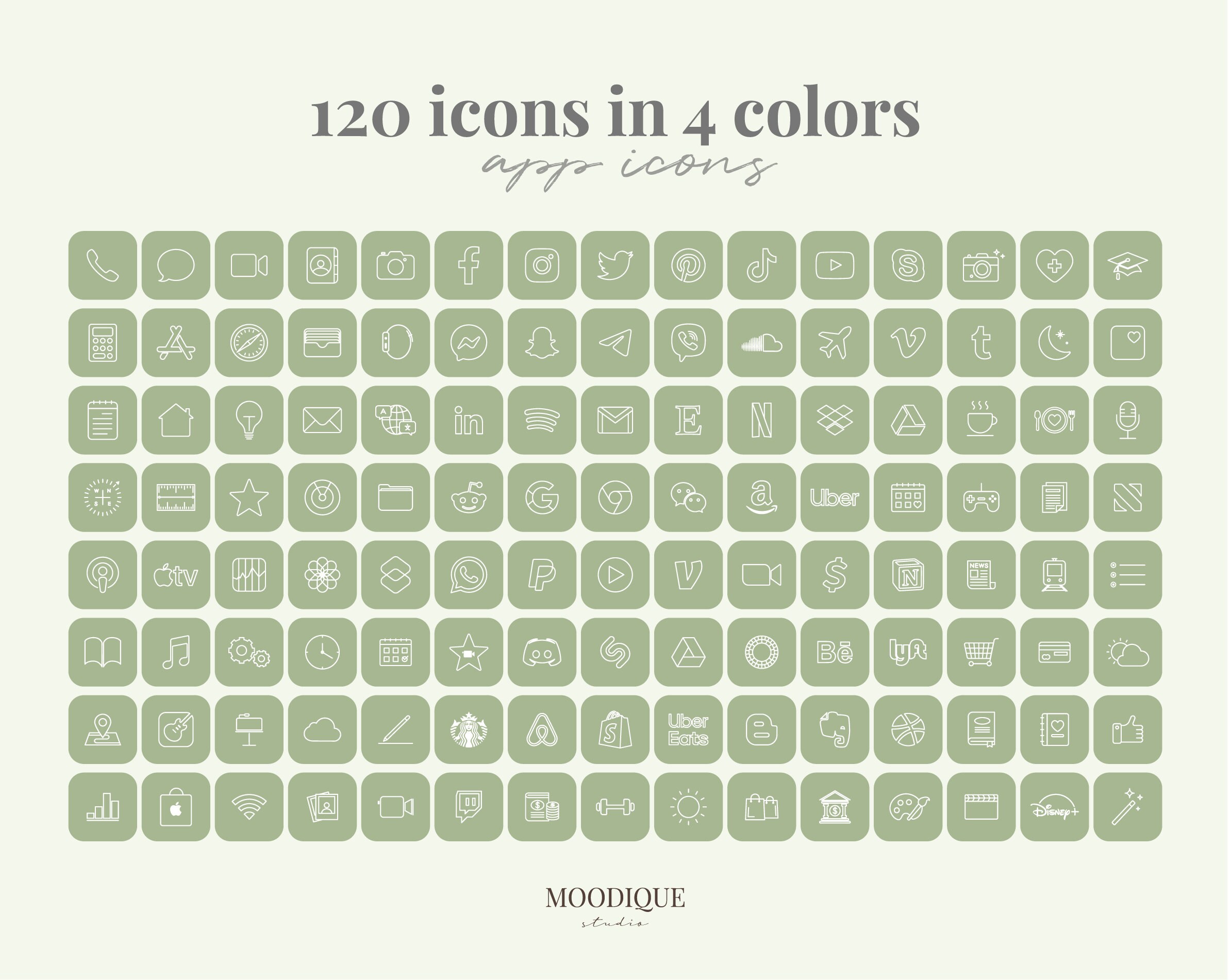 Sage Green iOS 14 App icons Aesthetic Neutral iPhone app Etsy