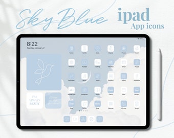 Sky Blue iPad App Icons Aesthetic | 2000 iOS Icons, Wallpapers, Widgets Pack