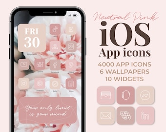 Neutral Pink iOS App icons Aesthetic | 4000 iPhone app covers Wallpaper Widget Smith | Customize Home screen