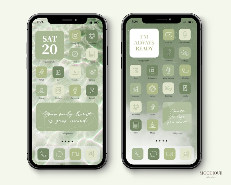 Sage Green Ios 1415 App Icons Aesthetic 1200 Neutral Iphone Etsy