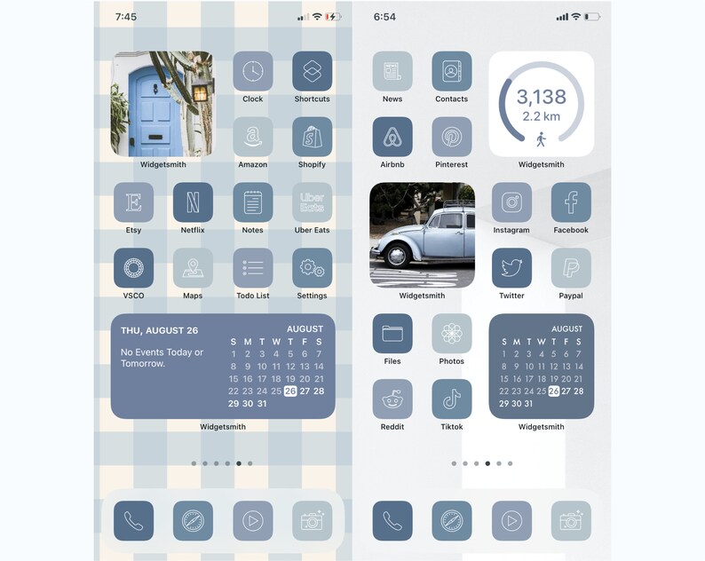 Dusty Blue Ios 1415 App Icons Aesthetic Ocean Blue Iphone Etsy