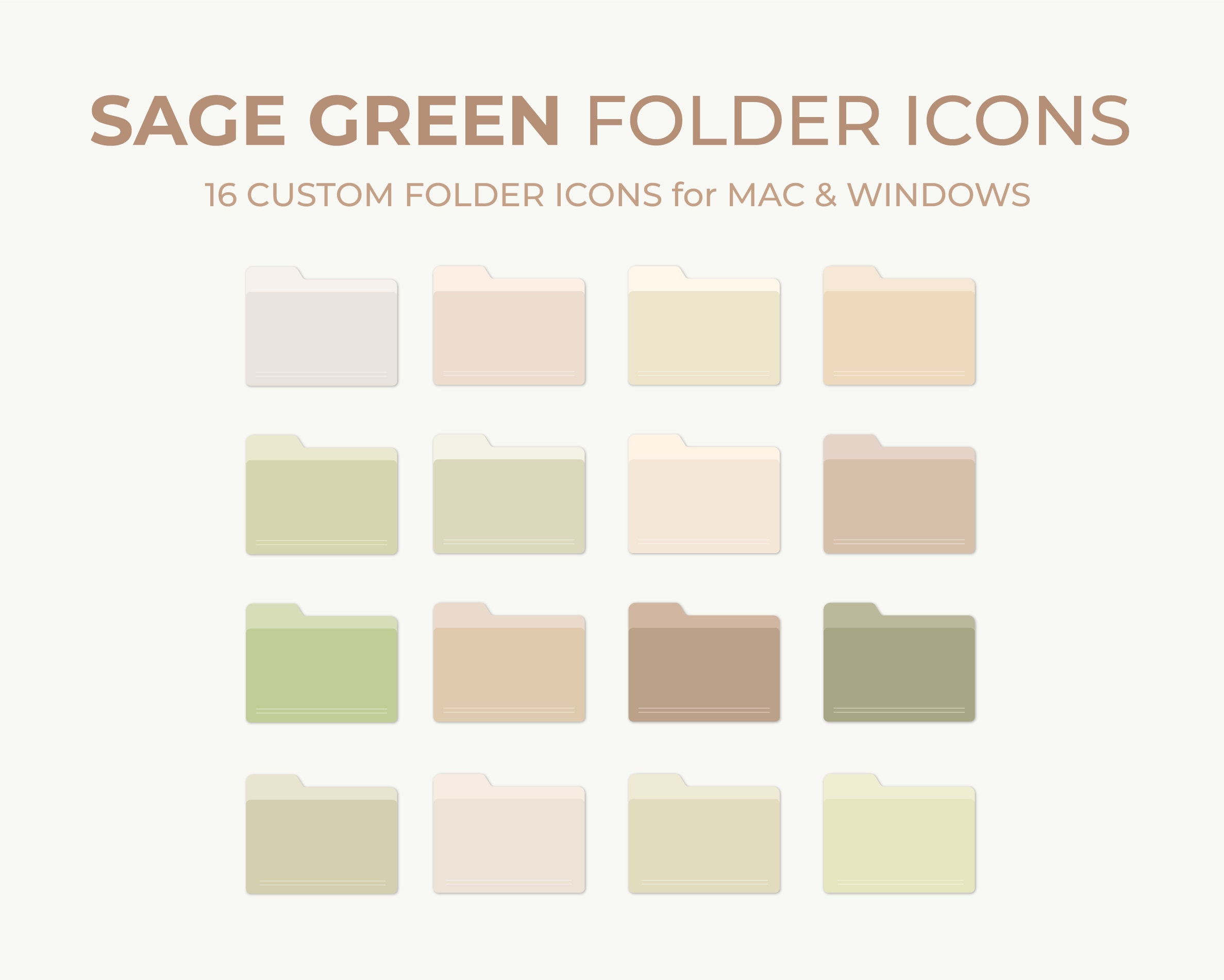 Sage Green Folder Icons for Mac & Windows 16 Aesthetic Etsy