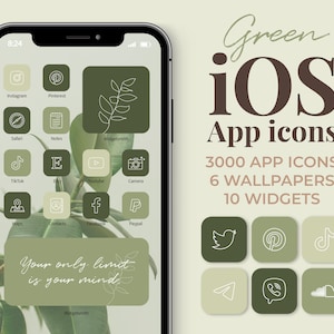 Green iOS App Icons Aesthetic | 3000 iPhone Covers, Widgets, Wallpapers | Moodique