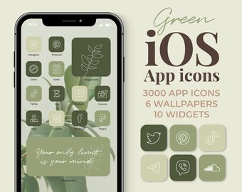 Groene iOS-apppictogrammen Esthetisch | 3000 iPhone-covers, widgets en achtergronden | Moodique