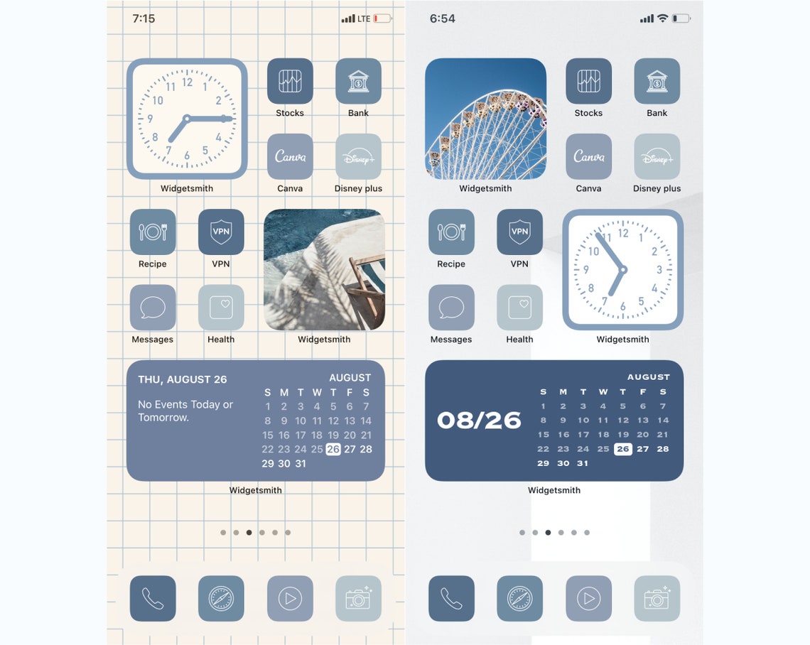 Dusty Blue Ios 1415 App Icons Aesthetic Ocean Blue Iphone Etsy