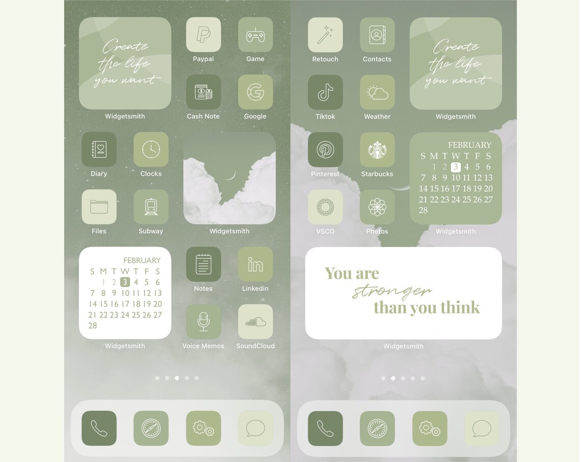 Sage Green Ios 1415 App Icons Aesthetic 1200 Neutral Iphone Etsy