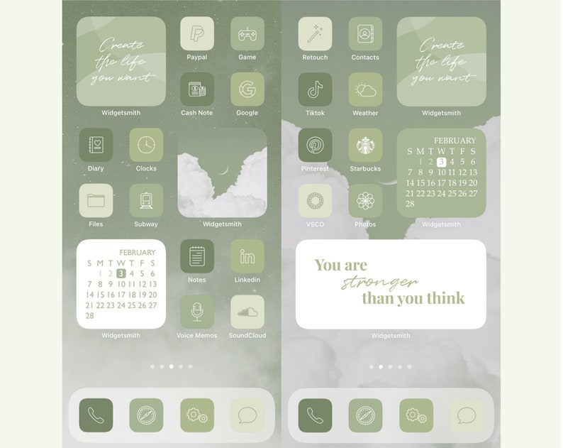 Sage Green Ios 1415 App Icons Aesthetic 1200 Neutral Iphone Etsy