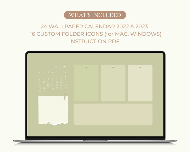 Sage Green Desktop Wallpaper Organizer Folder Icons for Mac - Etsy UK