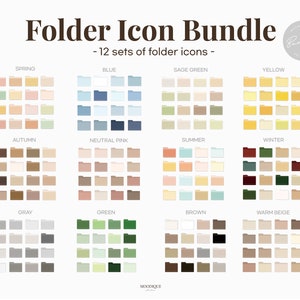 Bundle Folder Icons for Mac Windows, Bonus Desktop Organizer Wallpapers Aesthetic