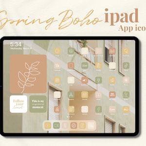 Spring Boho iPad App Icons Aesthetic | iPad Theme 5000 Icon, Wallpaper, Widget Pack