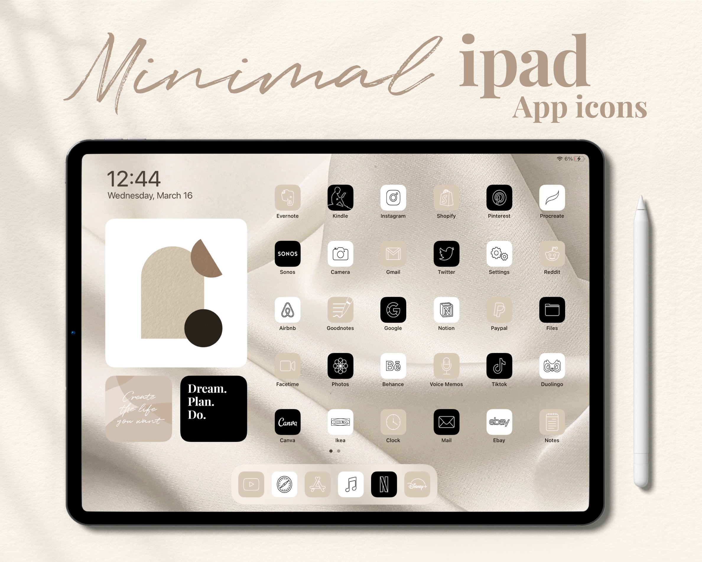 Minimalist Ipad Ios App Icons Aesthetic Neutral 900 Iphone Etsy
