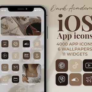 Dark Academia iOS App icons Aesthetic | 4000 Brown, Beige | iPhone Wallpapers Widgets pack | Customize Home screen