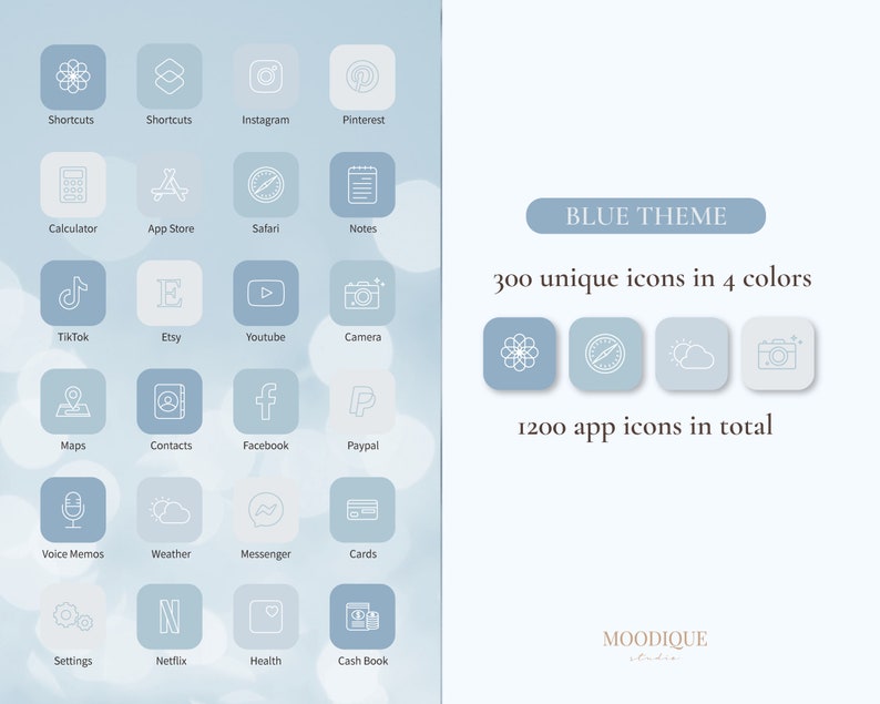 Pastel Blue Ios 1415 App Icons Aesthetic 1200 Iphone App Etsy UK